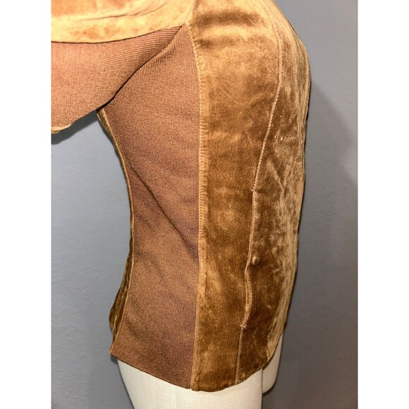 Soia & Kyo Women's Genuine Suede Jacket Size S Zip Up Knit Inset Quiet Luxury - Picture 4 of 10